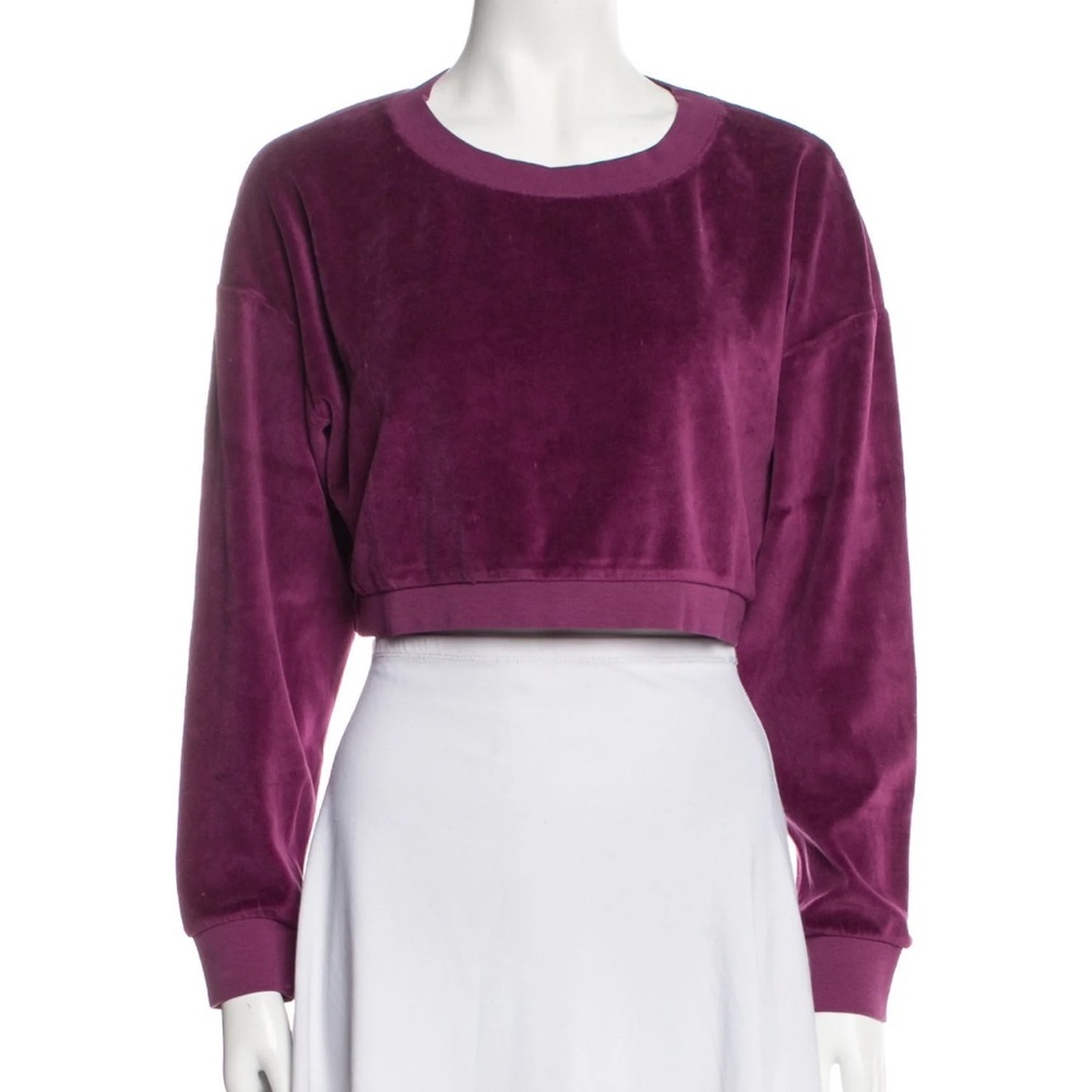 SUZIE KONDI DROP SHOULDER CROP CREW TOP VELOUR - Picture 6 of 6